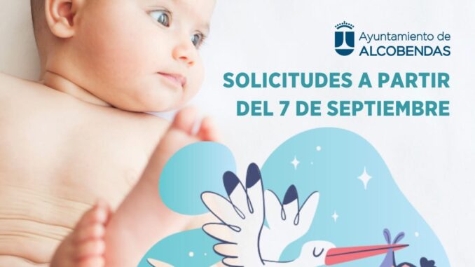 Abre la convocatoria del Cheque Bebé de 500 euros a partir del 7 de septiembr... Cartel informativo del Ayuntamiento de Alcobendas anunciando el Cheque Bebé de 500 euros con solicitudes a partir del 7 de septiembre