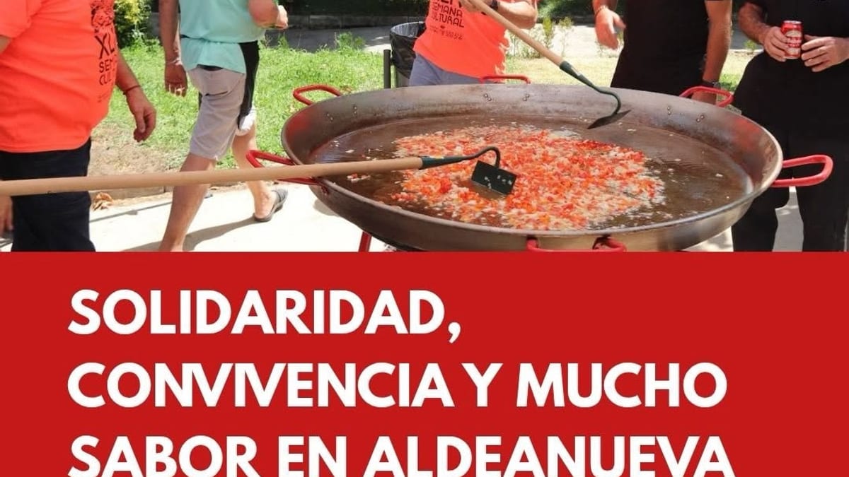 Paellas benéficas en Aldeanueva del Camino durante el Día Solidario de la Semana Cultural a favor del neuroblastoma infantil