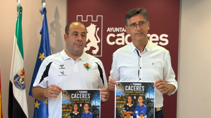 Cacereño Femenino y Sporting de Huelva se enfrentan en el II Torneo de Cáceres Cartel del II Torneo Cáceres Ciudad Europea del Deporte 2026 con información del partido entre Cacereño Femenino y Sporting Club de Huelva