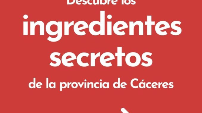 Cartel informativo sobre Destino Turístico Inteligente de la provincia de Cáceres con los ingredientes secretos del territorio