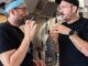 Chef Antonio Caramé y chef italiano Gianvito Matarrese conversan en la cocina profesional durante el Puglia Teatro Festival