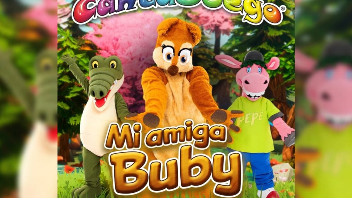Cartel del espectáculo Mi amiga Buby de Cantajuego con los personajes Coco y Pepe