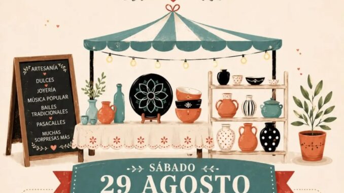 Carbajosa celebra su II Mercado Artesanal con artesanía, dulces y tradición Cartel del II Mercado Artesanal de Carbajosa, 29 de agosto, con información sobre artesanía, dulces, joyería, música y bailes tradicionales