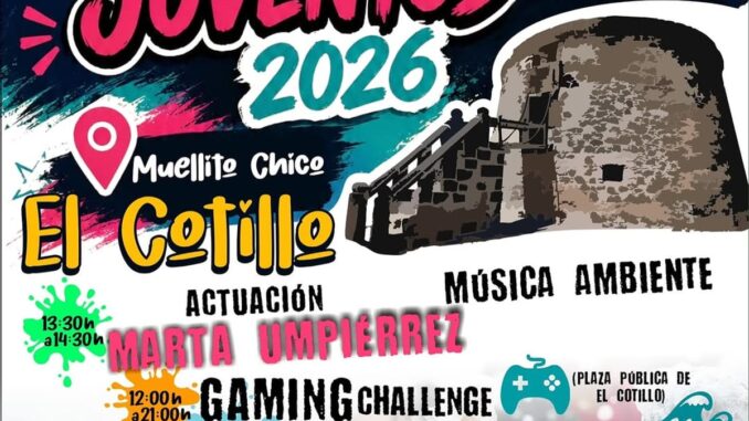 El Cotillo celebra el Día Internacional de la Juventud con actividades y música en vivo Cartel del Día Internacional de la Juventud 2025 en El Cotillo, Fuerteventura, con programación de actividades del 15 de agosto