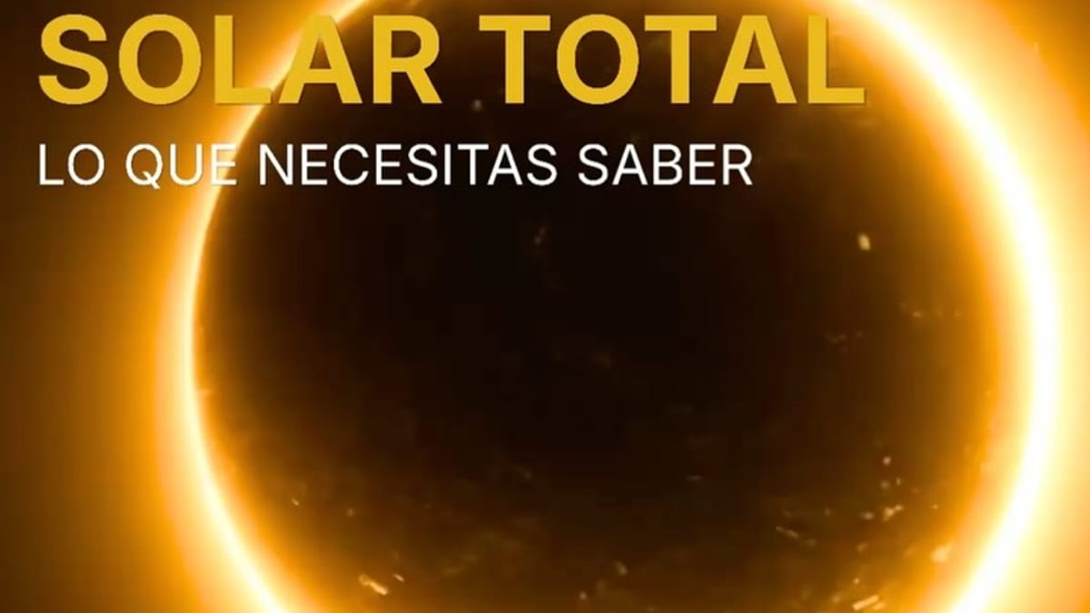 Cartel informativo del eclipse solar total en Cuenca con información sobre recomendaciones de seguridad y observación