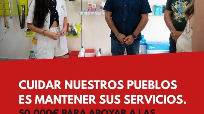 La Diputación de Cáceres destina 50.000 euros para apoyar farmacias rurales Imagen promocional de la Diputación de Cáceres sobre ayudas a farmacias rurales por valor de 50.000 euros