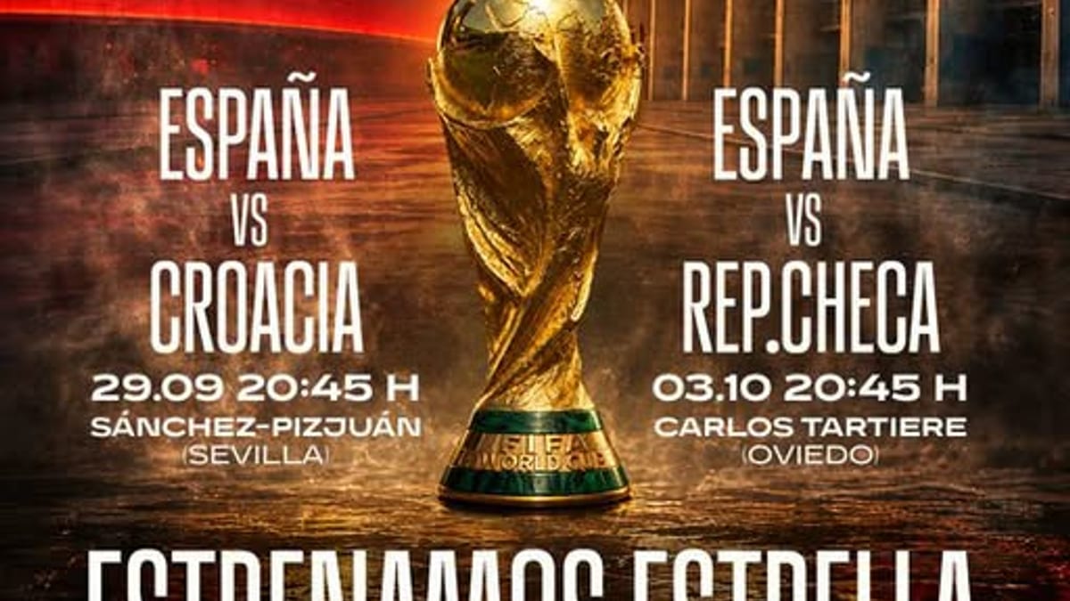 Cartel de la venta de entradas para España contra República Checa en Oviedo el 3 de octubre