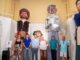 Gigantes de Alcalá de Henares restaurados con los personajes de Don Quijote y Sancho Panza durante una procesión festiva