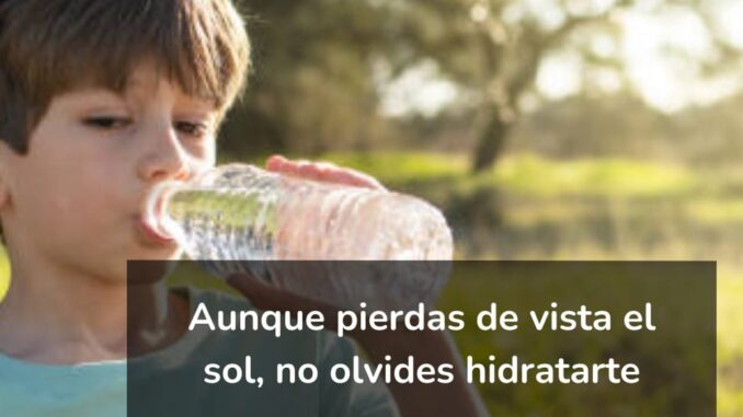 Cartel informativo del Ministerio de Derechos Sociales sobre hidratación durante el eclipse en España