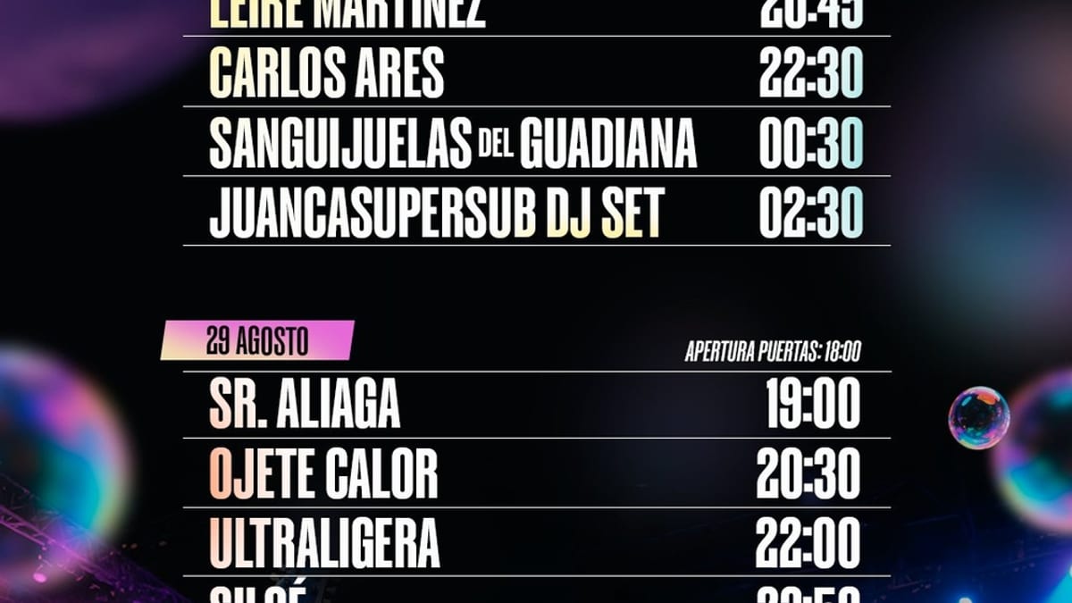 Cartel oficial Indispensable Cuenca 28 y 29 de agosto en el Anexo Estadio de la Fuensanta con horarios y artistas del festival