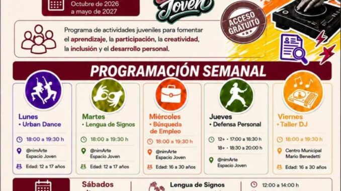 San Fernando oferta cursos gratis para jóvenes en el programa Reactívate Cartel del programa Reactívate temporada 2026-2027 de San Fernando de Henares con programación semanal de cursos gratuitos para jóvenes