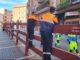 Agentes de Protección Civil junto a la zona de la talanquera en San Sebastián de los Reyes durante las fiestas locales