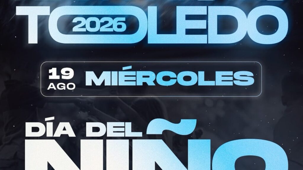 Cartel del Día del Niño en la Feria de Toledo 2026, con información sobre precios populares en el Recinto Ferial de La Peraleda para el miércoles 19 de agosto