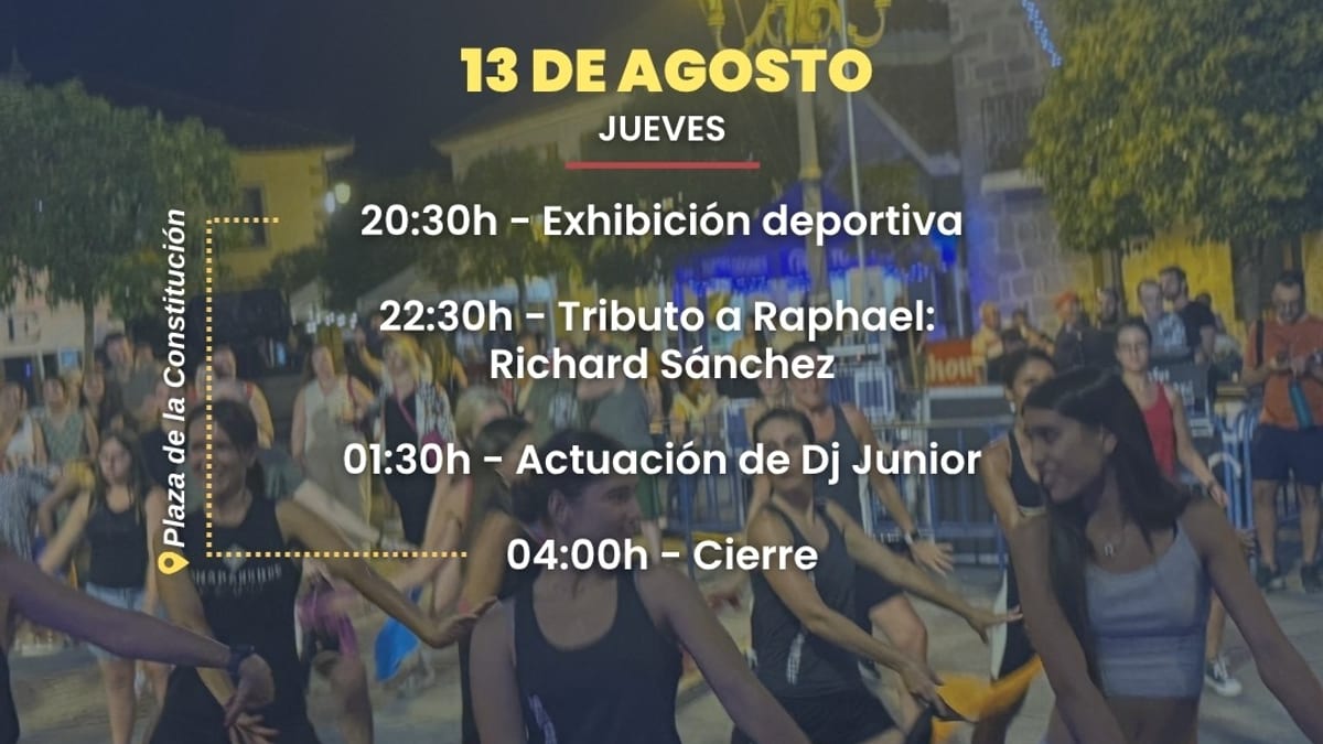 Cartel de las Fiestas de Asunción Nª Señora y San Roque de Torrelodones, 12-15 de agosto, con programación del 13 de agosto