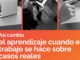 Cartel del programa 100Kairós sobre cómo el aprendizaje cambia cuando el trabajo se hace sobre casos reales