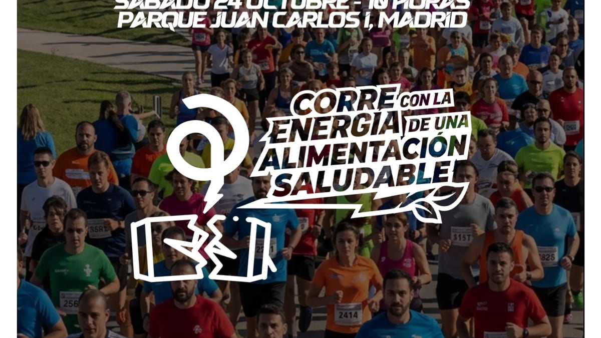 Cartel de la carrera popular AESAN del 24 de octubre. Sábado 24 octubre, 10 horas, Parque Juan Carlos I, Madrid