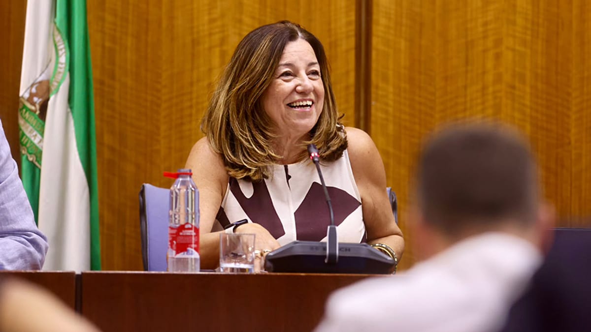 María del Carmen Castillo, consejera de Educación, durante su intervención en el Parlamento de Andalucía