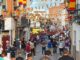 Momento del encierro por la Calle San Juan en Arganda del Rey durante la cuarta mañana de celebración