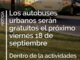Cartel informativo del Ayuntamiento de Cádiz sobre la gratuidad del transporte urbano el 18 de septiembre