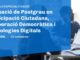 Cartel promocional de las becas para el posgrado en Participación Ciudadana, Deliberación Democrática y Tecnologías Digitales de IL3-UB