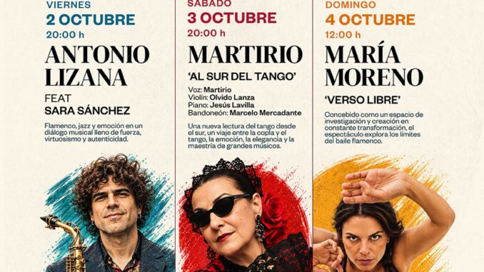Celebra el Día Mundial del Turismo con conciertos gratuitos en los Depósitos ... Cartel promocional del ciclo Umbral con las actuaciones de Antonio Lizana, Martirio y María Moreno en los Depósitos de Cádiz