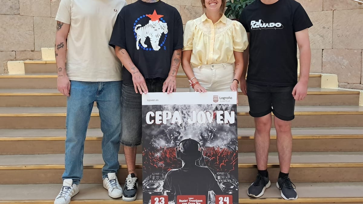 Cartel del festival Cepa Joven con programación de DJs locales para Logroño