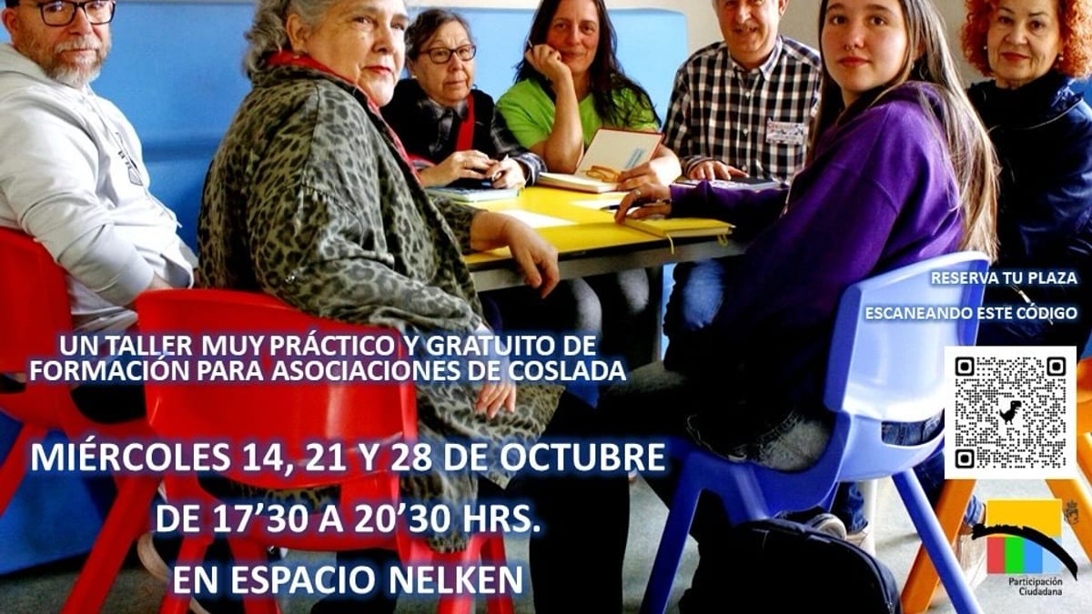 Cartel del taller Obligaciones fiscales de las asociaciones, promovido por el Ayuntamiento de Coslada para octubre