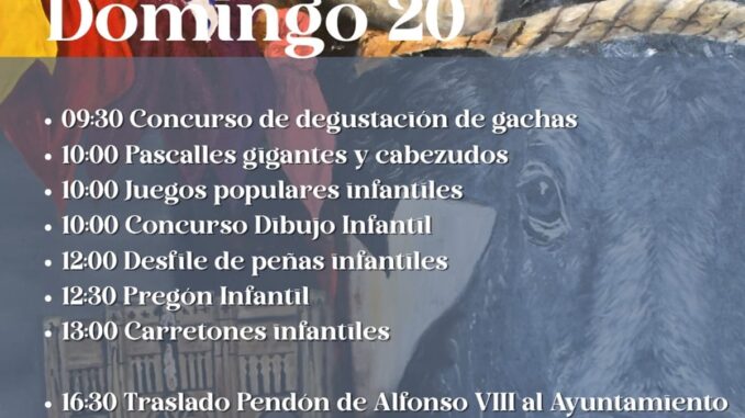 Cartel del programa de fiestas de San Mateo 2026 del Ayuntamiento de Cuenca con la programación de actividades para el domingo 20