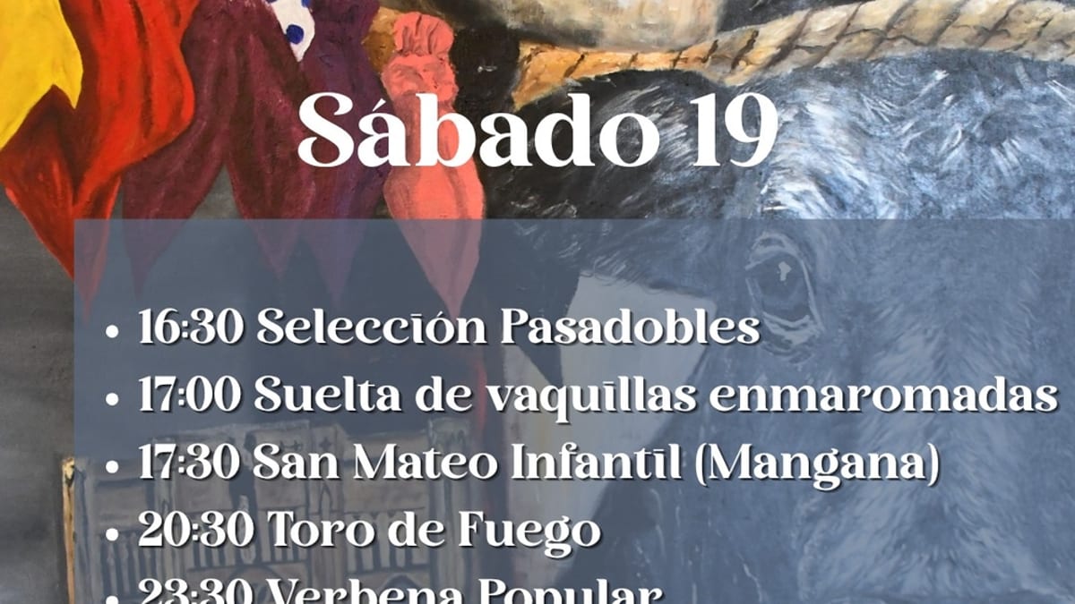 Cartel informativo de la programación de San Mateo 2026 en Cuenca con horarios de actividades