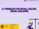 Cartel del Día Internacional de la Igualdad Salarial del 18 de septiembre con mensajes sobre condiciones laborales justas, igualitarias y transparentes, del Ministerio de Trabajo y Economía Social del Gobierno de España
