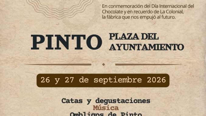 Cartel de la Feria del Chocolate de Pinto 2026 con información de actividades y fechas