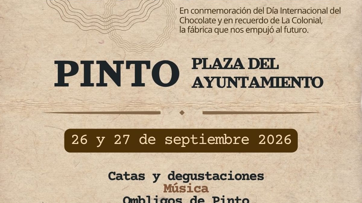 Cartel de la Feria del Chocolate de Pinto 2026 con información de actividades y fechas