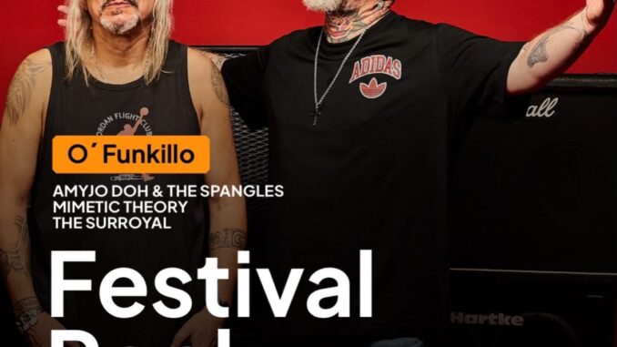 Cartel del Festival Rock Bellavista 2026 con las bandas O'Funkillo, Amyjo Doh & The Spangles, Mimetic Theory y The Surroyal