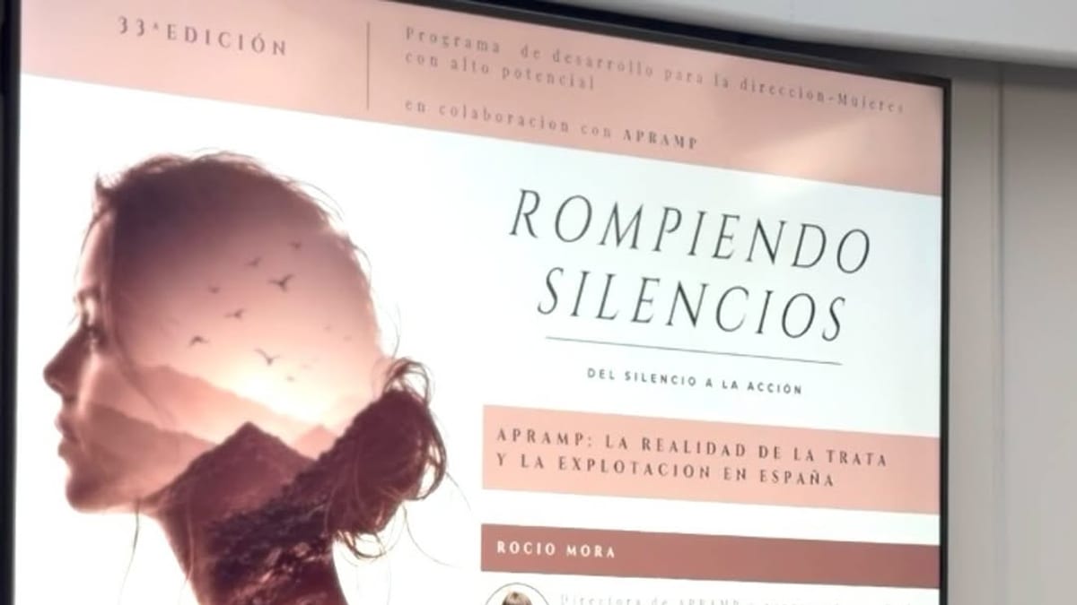 Cartel de la jornada Rompiendo Silencios, 33ª edición Programa de Desarrollo para la Dirección Mujeres con Alto Potencial, en colaboración con APRAMP