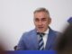 Conseller Vicente Barrachina durante la sesión del Consell sobre el Tajo-Segura y ayudas por incendios