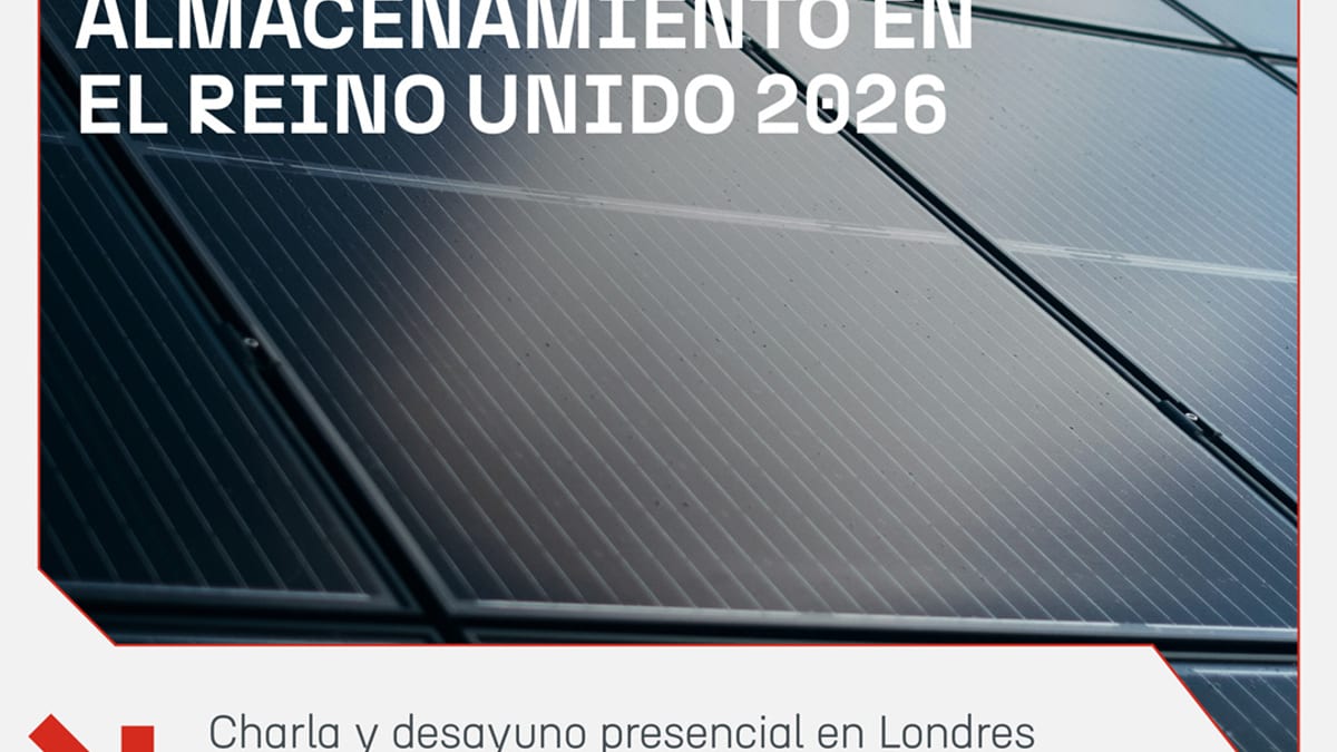 Cartel de la conferencia ICEX sobre energía solar y almacenamiento en Reino Unido, 21 de septiembre de 2026 en Londres