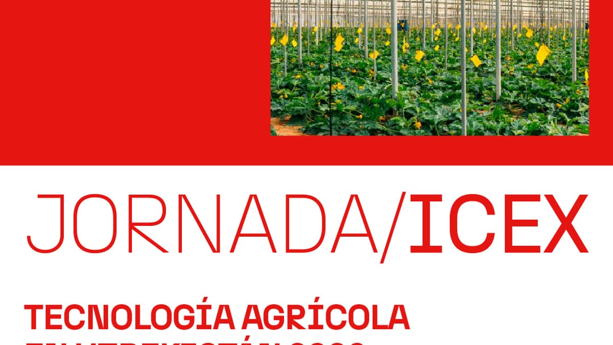 Cartel jornada ICEX tecnología agrícola en Uzbekistán 2026, cofinanciado por la Unión Europea