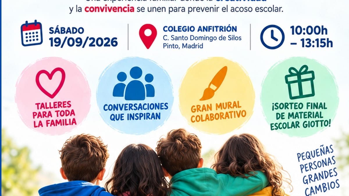 Cartel de la jornada familiar contra el bullying organizada por GIOTTO en Pinto el 19 de septiembre