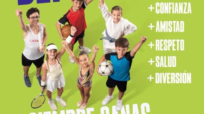Vuelven los Juegos Deportivos de La Rioja con 36 deportes Cartel promocional de los Juegos Deportivos de La Rioja destacando los beneficios del deporte: confianza, amistad, respeto, salud y diversión