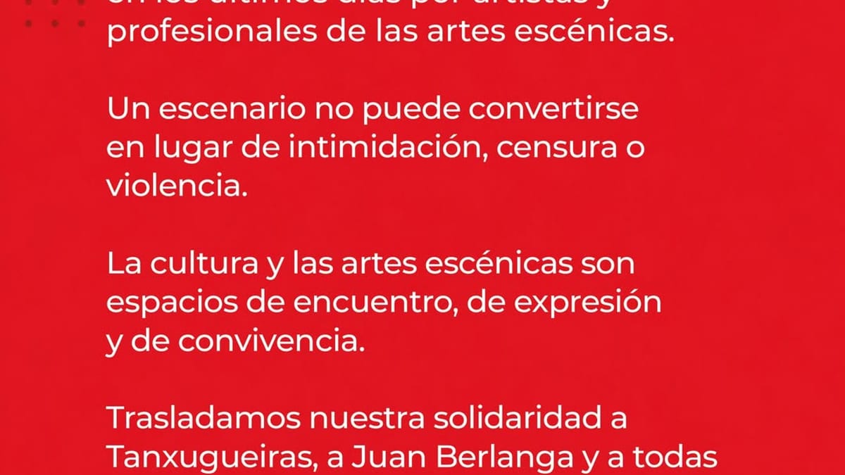 Comunicado de La Red Española de Teatros, Auditorios, Circuitos y Festivales de Titularidad Pública condenando ataques a artistas
