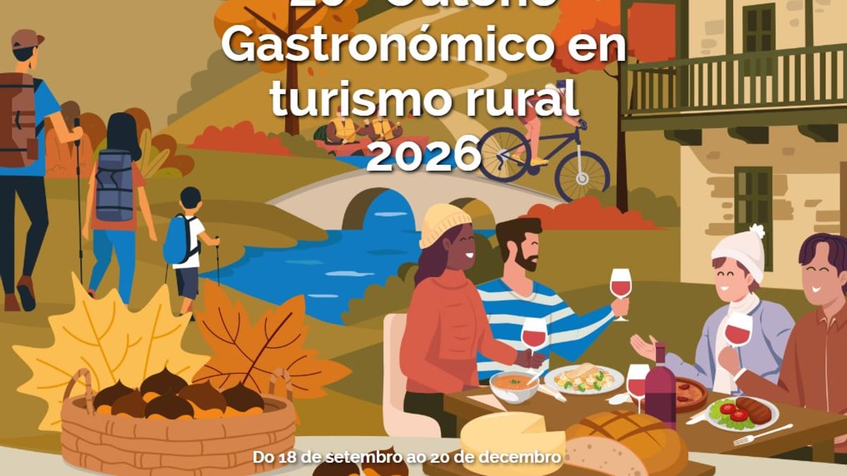 Cartel promocional da 20ª edición do Outono Gastronómico en turismo rural 2026, que se desenvolverá do 18 de setembro ao 20 de decembro