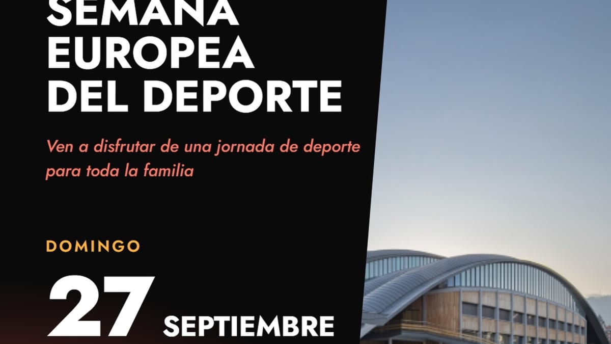Cartel promocional de la Semana Europea del Deporte en Oviedo, domingo 27 de septiembre, con actividades para toda la familia