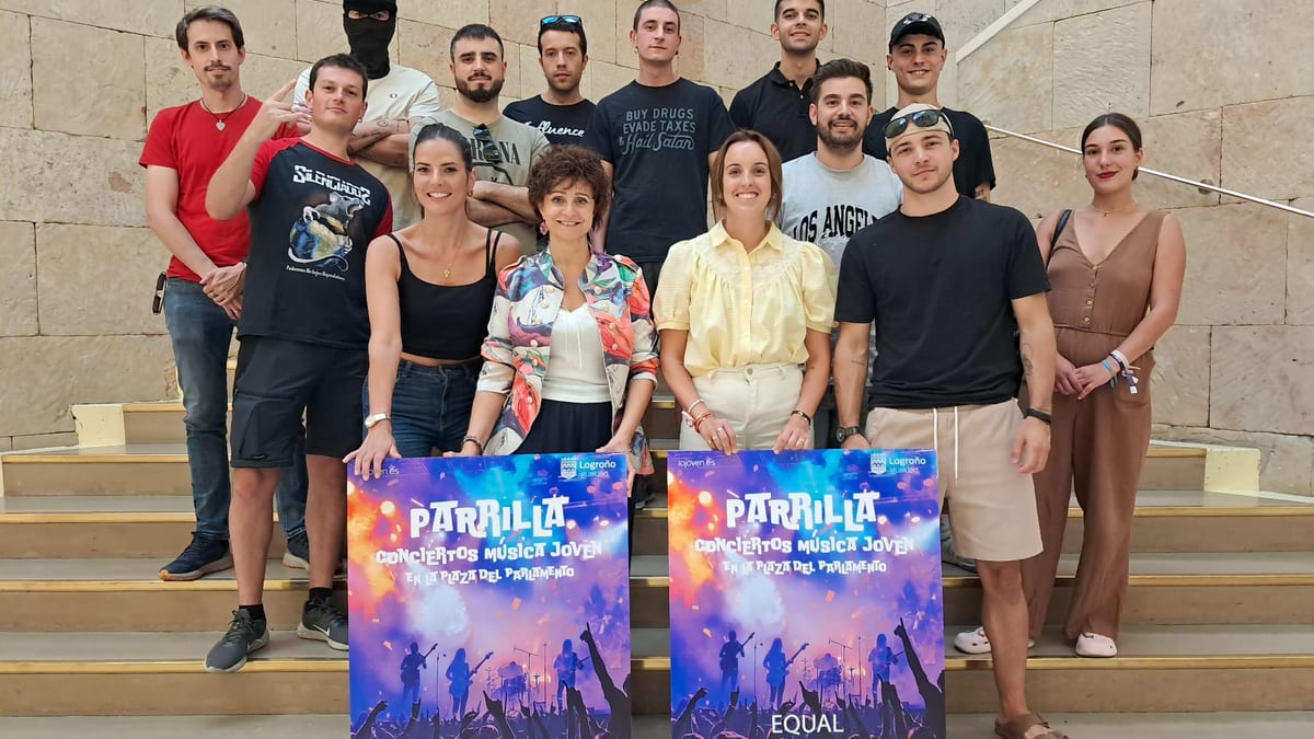 Cartel de los conciertos Parrilla y Parrilla Equal en la Plaza del Parlamento de Logroño