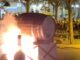 María e Israel, pareja vendimadora de San Mateo 26, en la Quema de la Cuba durante las fiestas de San Mateo en Logroño