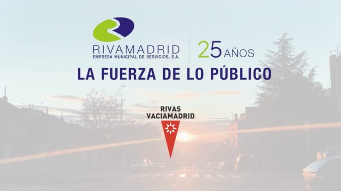 Rivamadrid celebra 25 años con jornada de puertas abiertas Cartel conmemorativo del 25 aniversario de Rivamadrid, empresa municipal de servicios de Rivas Vaciamadrid