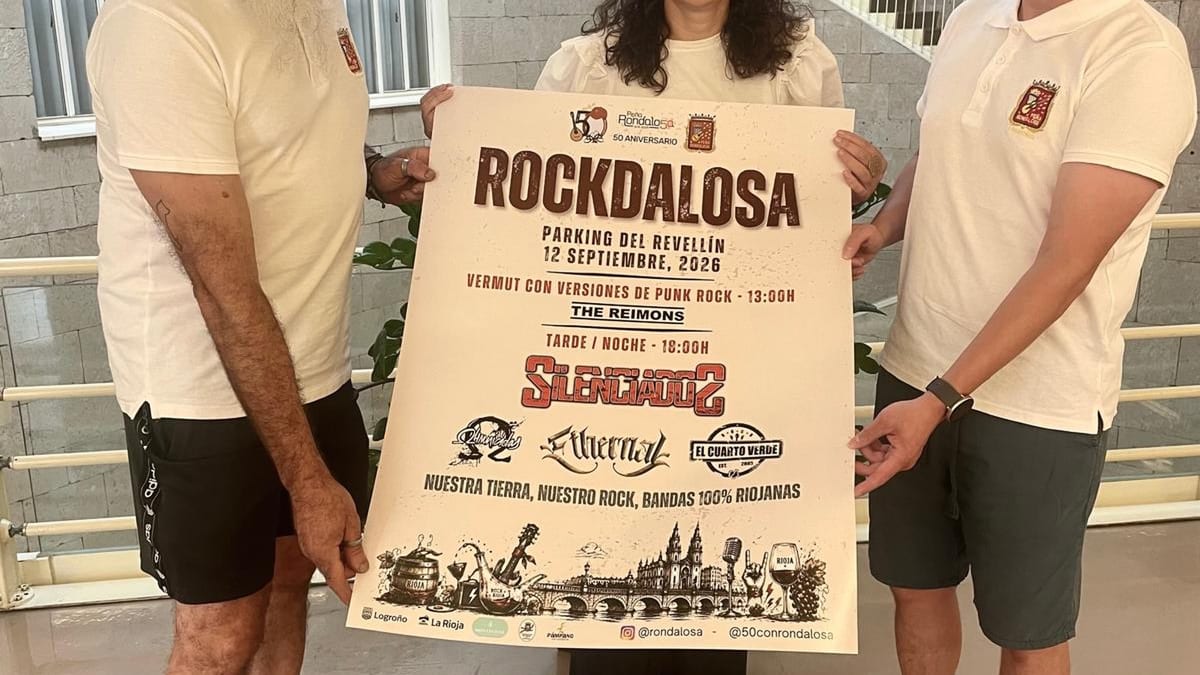Cartel del festival Rockdalosa 2026 con información sobre el 50 aniversario de la Peña Rondalosa