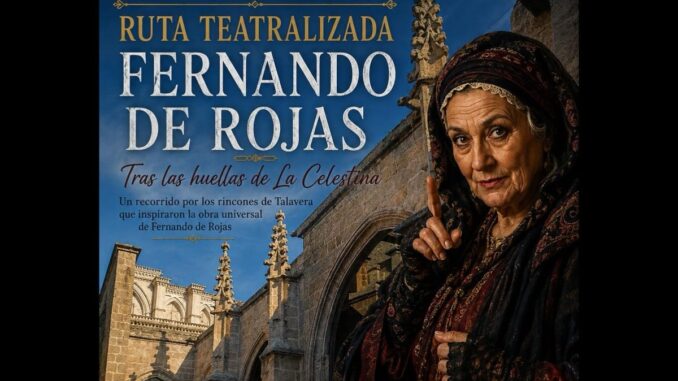 Ruta teatralizada sobre 'La Celestina' el 11 de septiembre en Talavera Cartel de la ruta teatralizada sobre La Celestina en Talavera de la Reina del 11 de septiembre