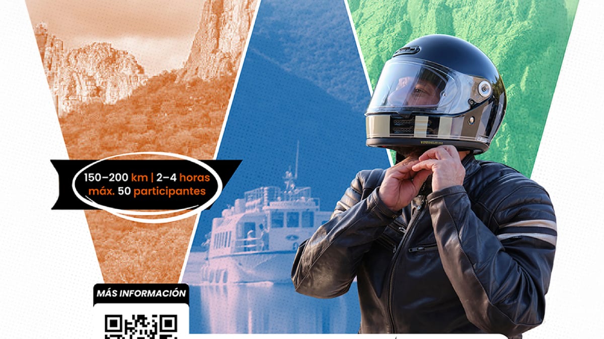 Cartel promocional de RUT@TEUNESCO: rutas mototurísticas por Territorios UNESCO en Cáceres. Incluye logos de la Diputación de Cáceres, Consejería de Cultura Turismo y Deportes, y Programa Interreg España-Portugal