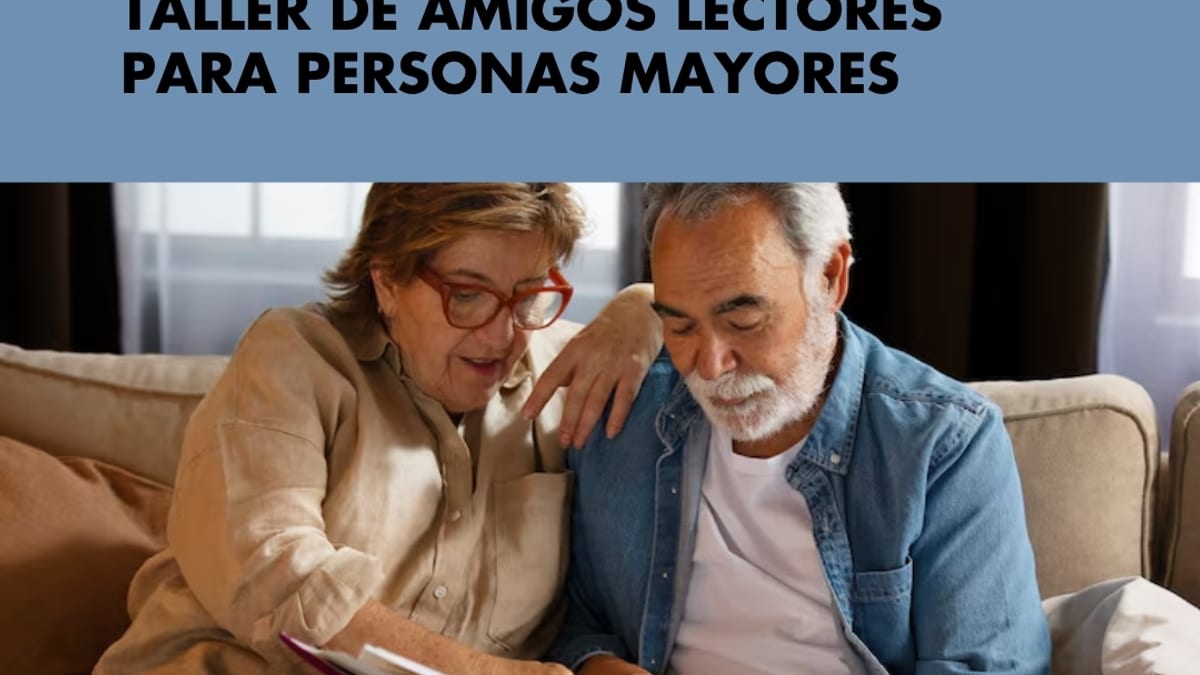 Cartel del taller de amigos lectores para personas mayores del Ayuntamiento de Santa Eulària des Riu