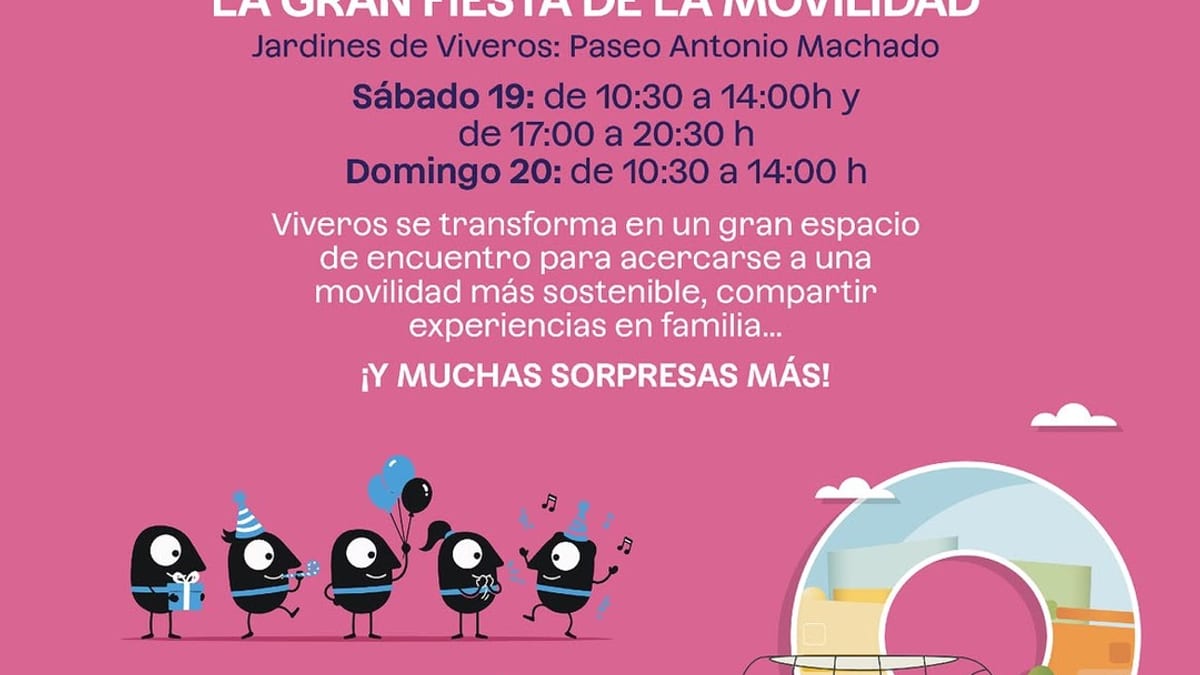 Cartel de la Semana Europea de la Movilidad 2026 en Valencia con fechas 16-22 de septiembre y actividades en Jardines de Viveros